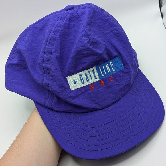 Vintage 90s Purple Dateline NBC Snapback Cap Windbreaker Style TV Network USA - Picture 1 of 10
